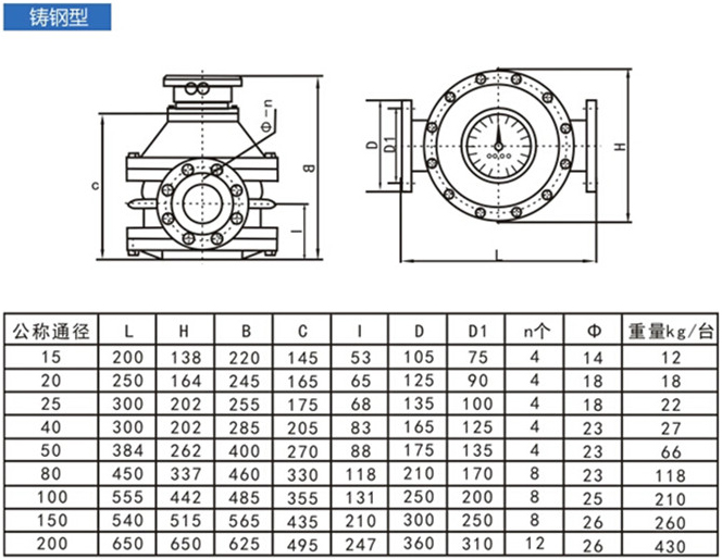 柴油流量表外形尺寸圖